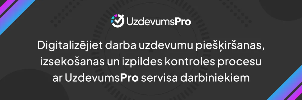 Digitalizējiet darba uzdevumu piešķiršanas, izsekošanas un izpildes kontroles processu ar Uzdevums Pro servisa darbiniekiem